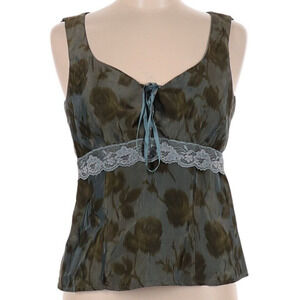 Nanette Lepore Vintage Floral Green Whimsy Fairy Sleeveless Skirt Set Size 8